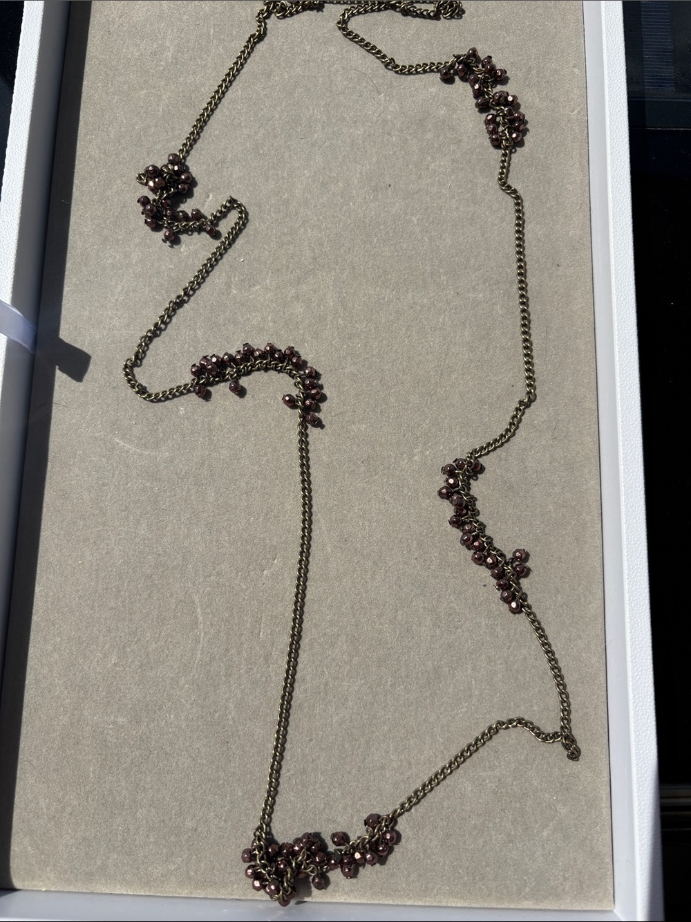 Long Cluster Bead Station Necklace in Deep Plum